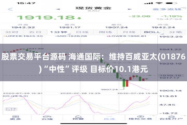 股票交易平台源码 海通国际：维持百威亚太(01876)“中性”评级 目标价10.1港元
